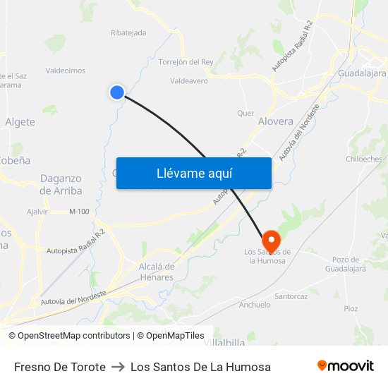 Fresno De Torote to Los Santos De La Humosa map