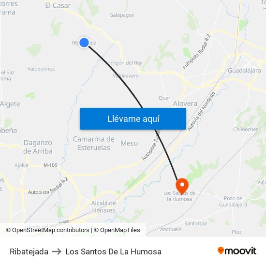 Ribatejada to Los Santos De La Humosa map