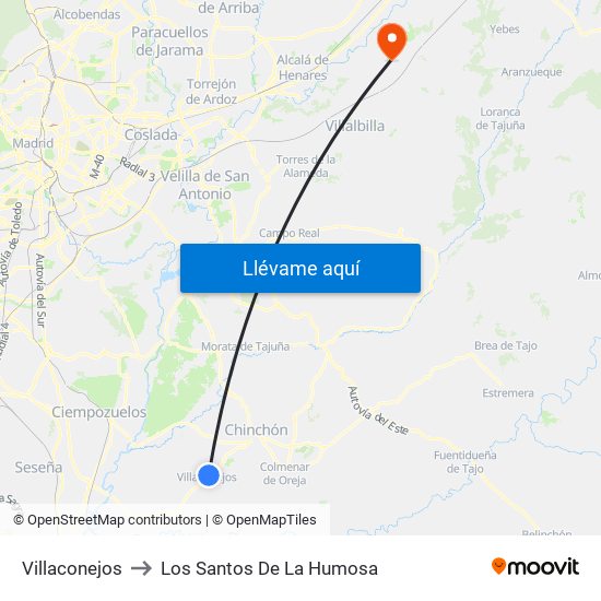 Villaconejos to Los Santos De La Humosa map