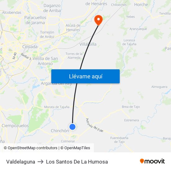 Valdelaguna to Los Santos De La Humosa map