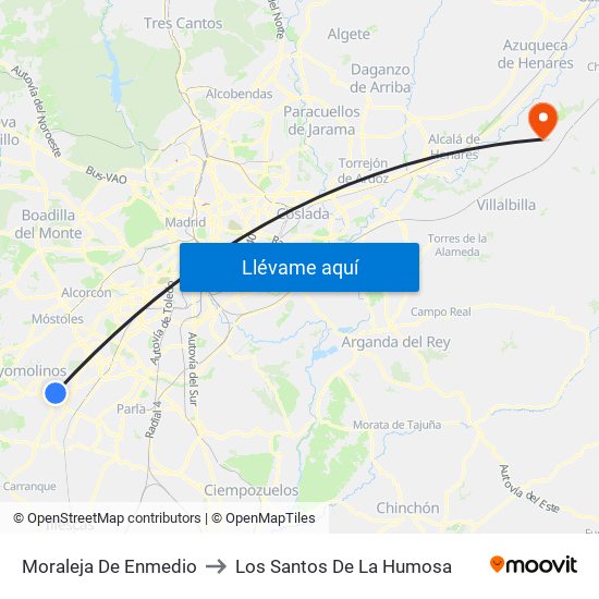 Moraleja De Enmedio to Los Santos De La Humosa map