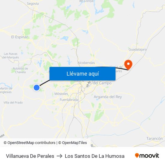 Villanueva De Perales to Los Santos De La Humosa map