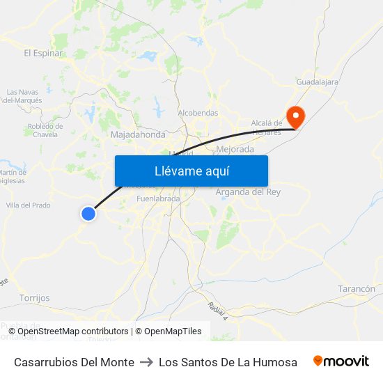 Casarrubios Del Monte to Los Santos De La Humosa map