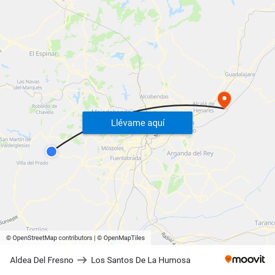 Aldea Del Fresno to Los Santos De La Humosa map