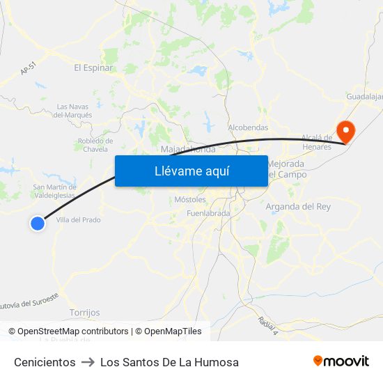 Cenicientos to Los Santos De La Humosa map