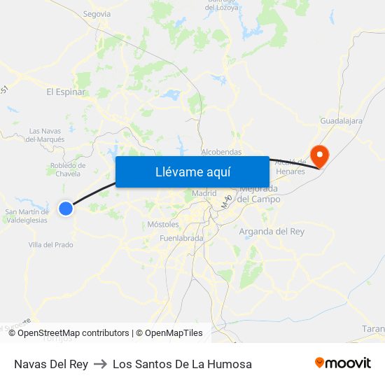 Navas Del Rey to Los Santos De La Humosa map