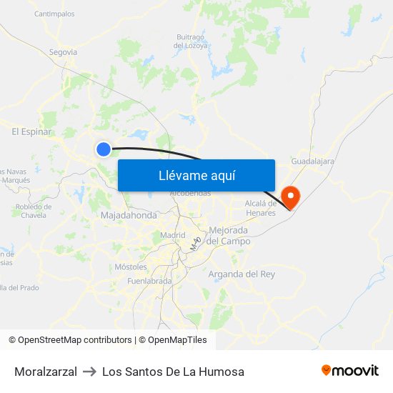 Moralzarzal to Los Santos De La Humosa map