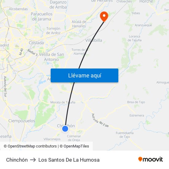 Chinchón to Los Santos De La Humosa map
