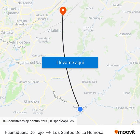 Fuentidueña De Tajo to Los Santos De La Humosa map