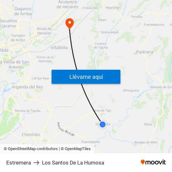 Estremera to Los Santos De La Humosa map
