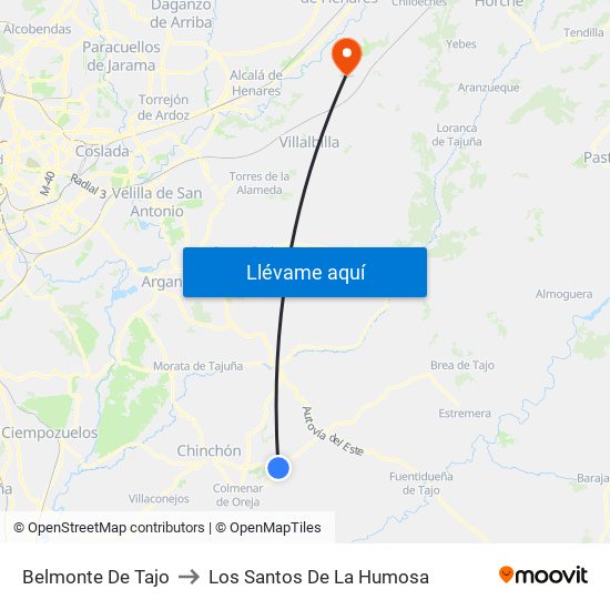 Belmonte De Tajo to Los Santos De La Humosa map