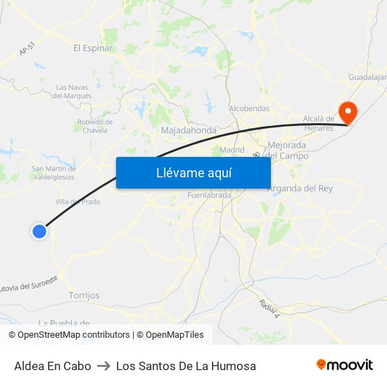 Aldea En Cabo to Los Santos De La Humosa map