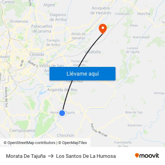 Morata De Tajuña to Los Santos De La Humosa map