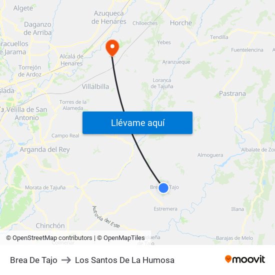 Brea De Tajo to Los Santos De La Humosa map