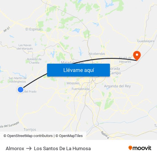 Almorox to Los Santos De La Humosa map