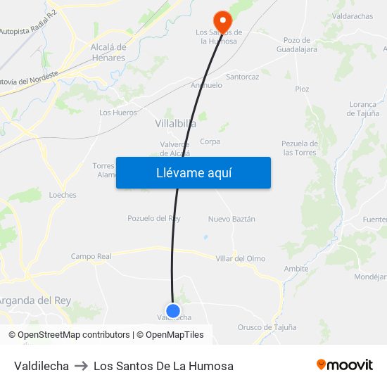 Valdilecha to Los Santos De La Humosa map