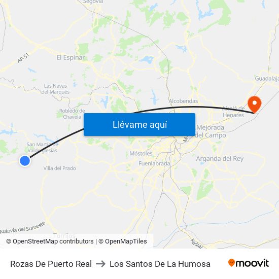 Rozas De Puerto Real to Los Santos De La Humosa map