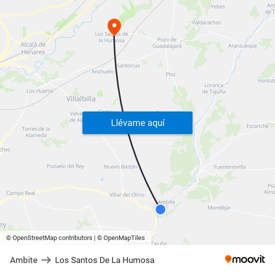 Ambite to Los Santos De La Humosa map