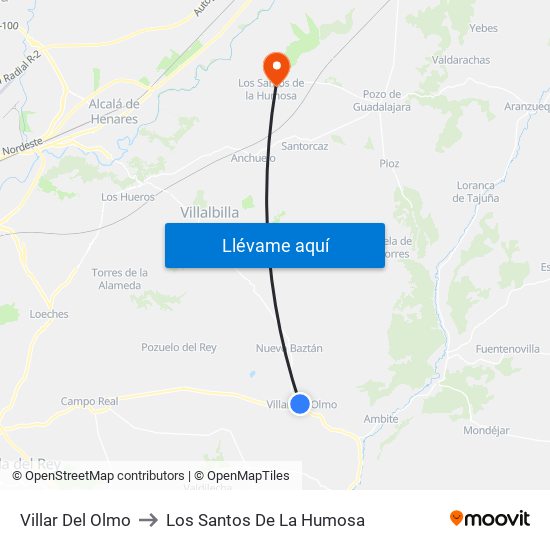 Villar Del Olmo to Los Santos De La Humosa map