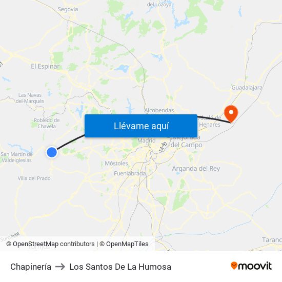 Chapinería to Los Santos De La Humosa map