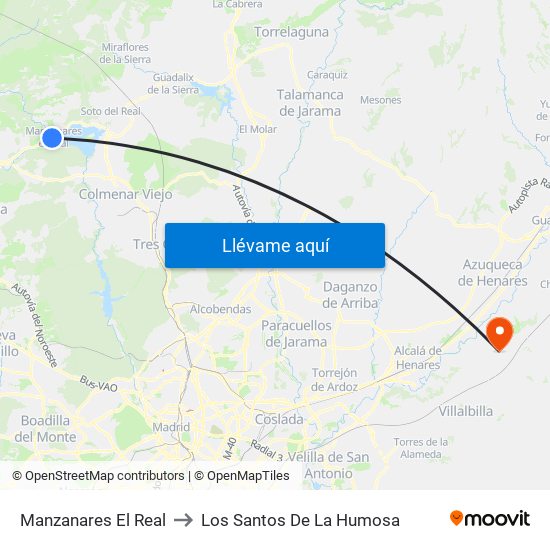 Manzanares El Real to Los Santos De La Humosa map