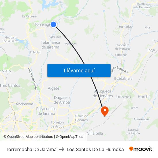 Torremocha De Jarama to Los Santos De La Humosa map