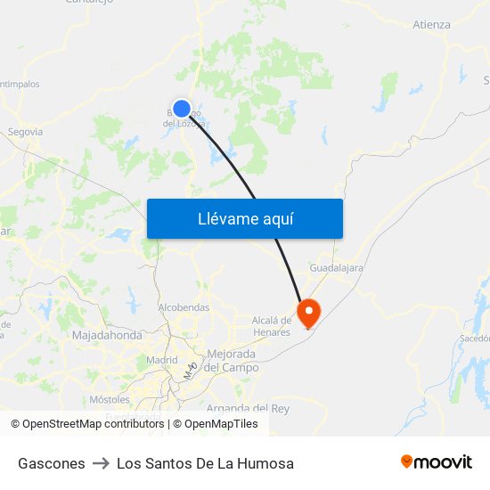 Gascones to Los Santos De La Humosa map