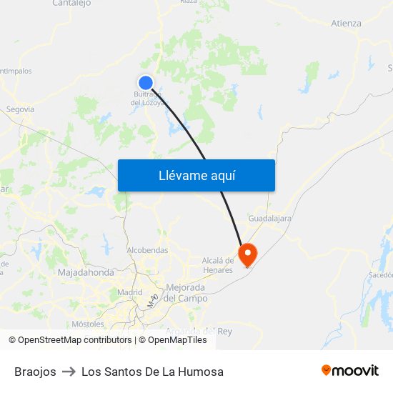 Braojos to Los Santos De La Humosa map