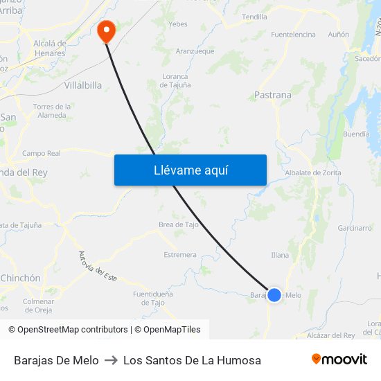 Barajas De Melo to Los Santos De La Humosa map