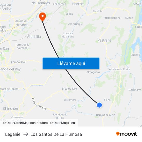 Leganiel to Los Santos De La Humosa map