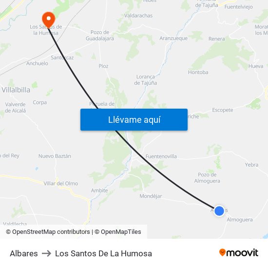 Albares to Los Santos De La Humosa map