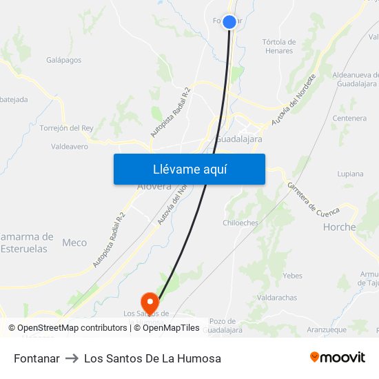 Fontanar to Los Santos De La Humosa map
