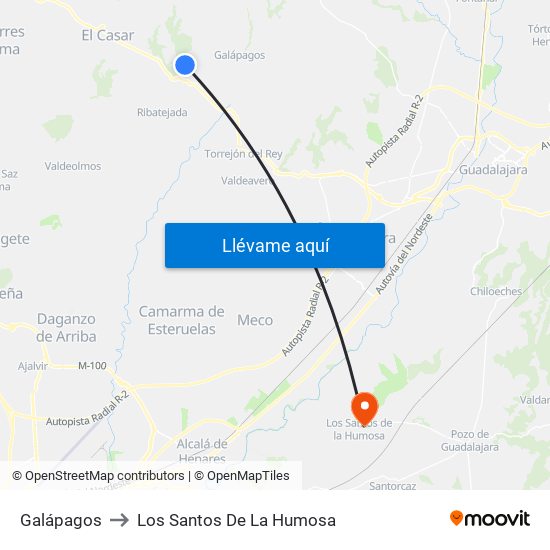 Galápagos to Los Santos De La Humosa map