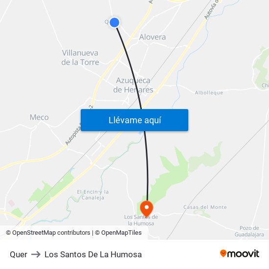 Quer to Los Santos De La Humosa map