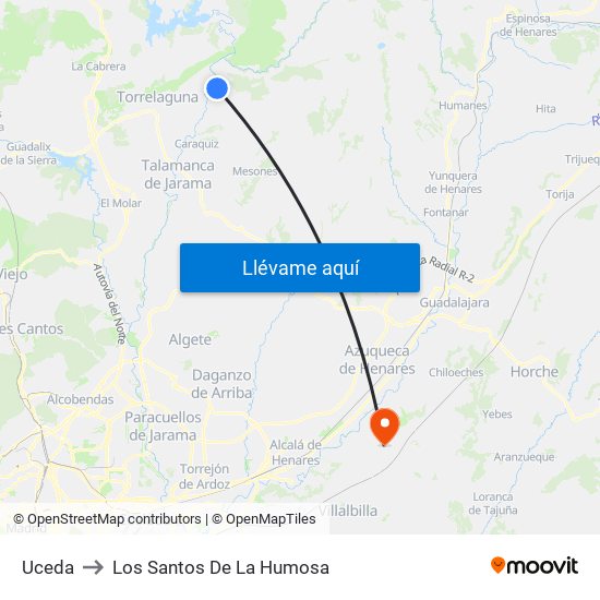 Uceda to Los Santos De La Humosa map
