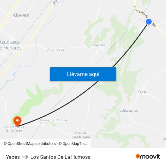 Yebes to Los Santos De La Humosa map