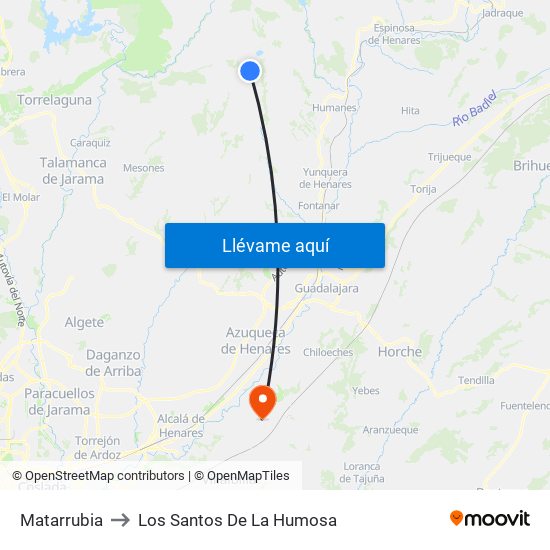 Matarrubia to Los Santos De La Humosa map