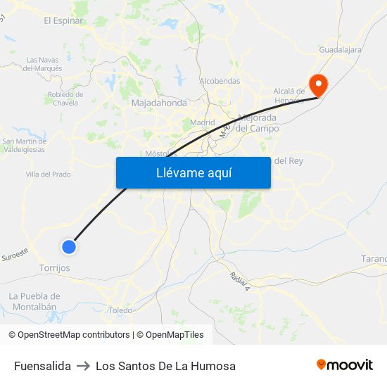 Fuensalida to Los Santos De La Humosa map