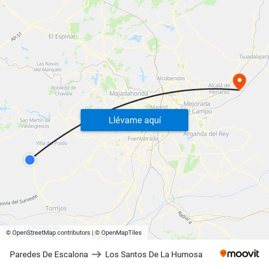 Paredes De Escalona to Los Santos De La Humosa map