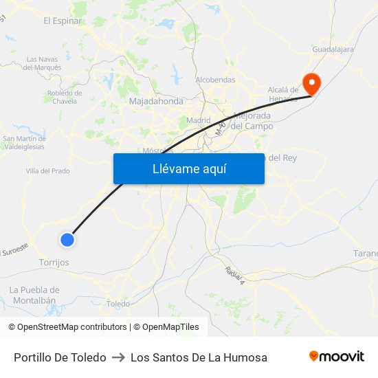 Portillo De Toledo to Los Santos De La Humosa map