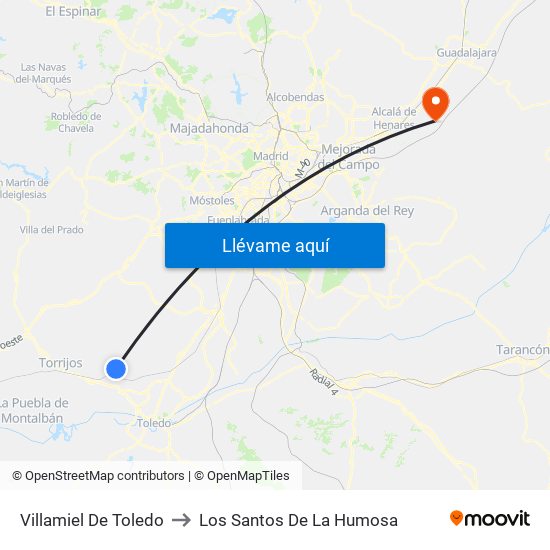 Villamiel De Toledo to Los Santos De La Humosa map