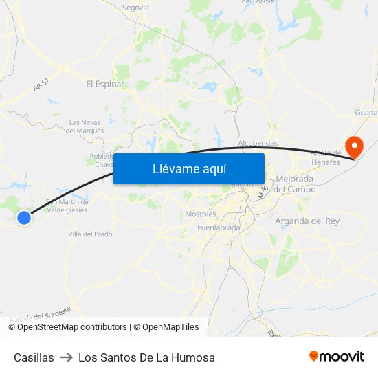 Casillas to Los Santos De La Humosa map