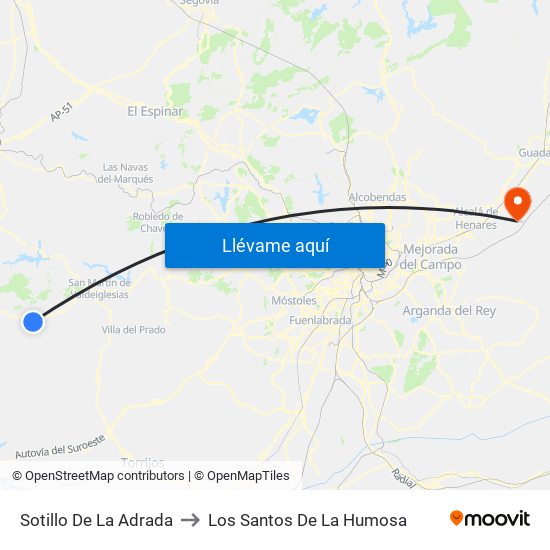 Sotillo De La Adrada to Los Santos De La Humosa map