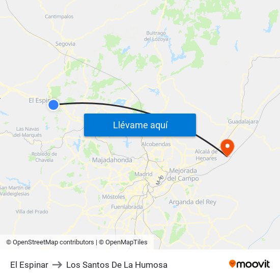 El Espinar to Los Santos De La Humosa map