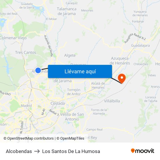 Alcobendas to Los Santos De La Humosa map