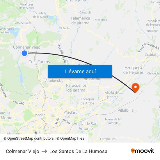 Colmenar Viejo to Los Santos De La Humosa map