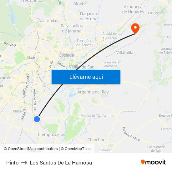 Pinto to Los Santos De La Humosa map