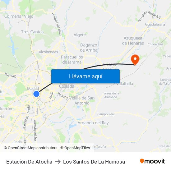 Estación De Atocha to Los Santos De La Humosa map