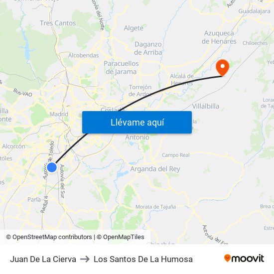 Juan De La Cierva to Los Santos De La Humosa map
