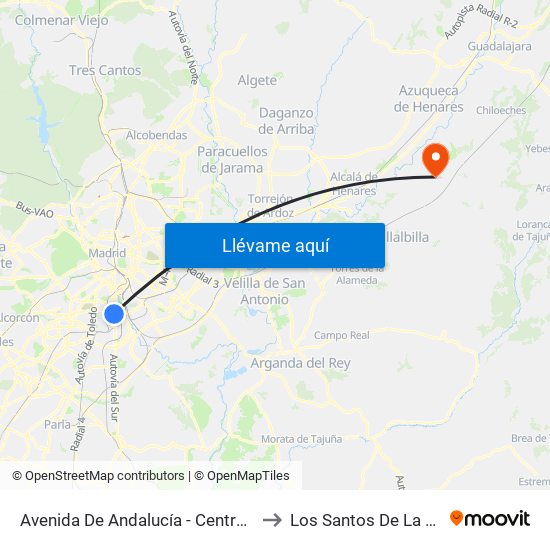 Avenida De Andalucía - Centro Comercial to Los Santos De La Humosa map